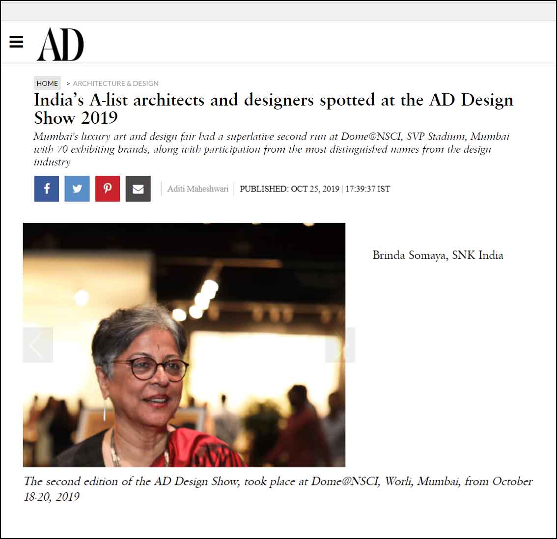 India's A List architects and designers spotted at the AD Design show 2019, Architecture and Design - October 2019